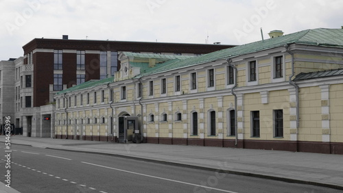 MOSCOW, RUSSIA - MAY 22, 2022: Economic building, stable of the city estate of P.I. Kharitonenko.