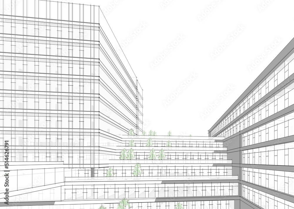Modern office building 3d illustration Modern office building 3d illustration