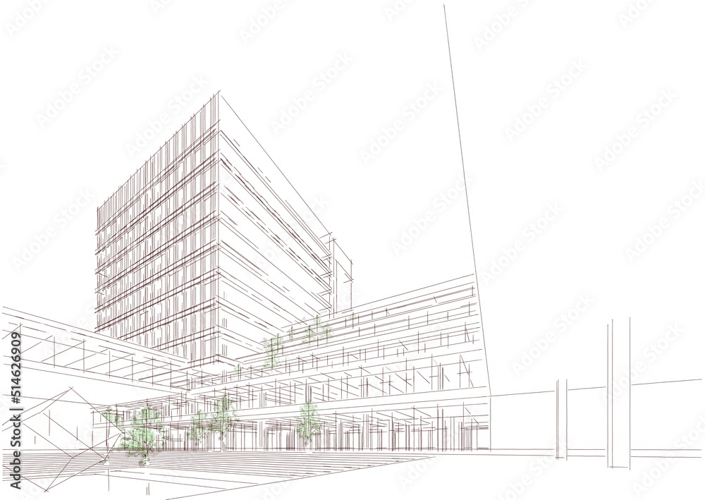 Modern office building 3d illustration Modern office building 3d illustration