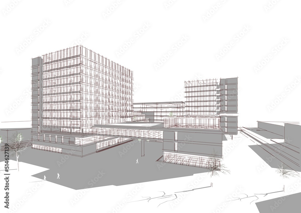 Fototapeta premium Modern office building 3d illustration