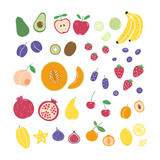 Collection of hand drawn fruits