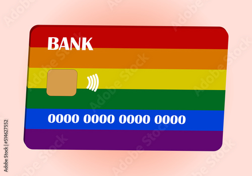 Tarjeta de crédito o débito con la bandera LGTBI en 3D