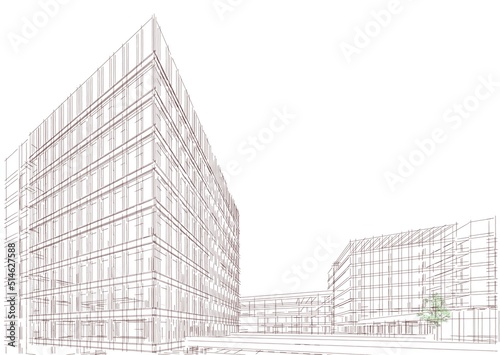 Modern office building 3d illustration