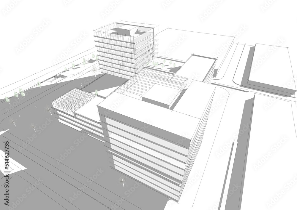 Modern office building 3d illustration Modern office building 3d illustration