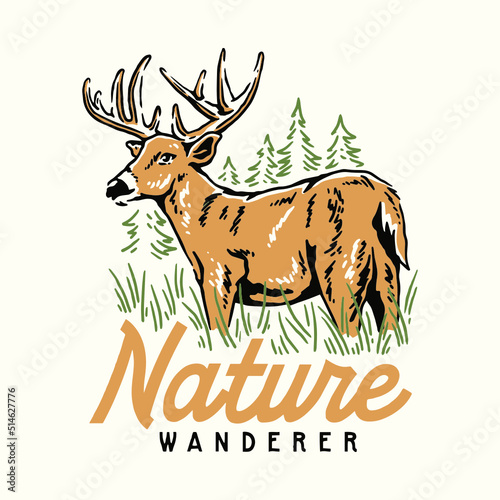 Nature wanderer deer illustration