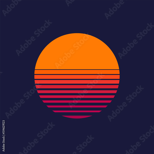 Retro sunset background. The sun in the style of cyberpunk. Vector illustration eps10 © Pavlo