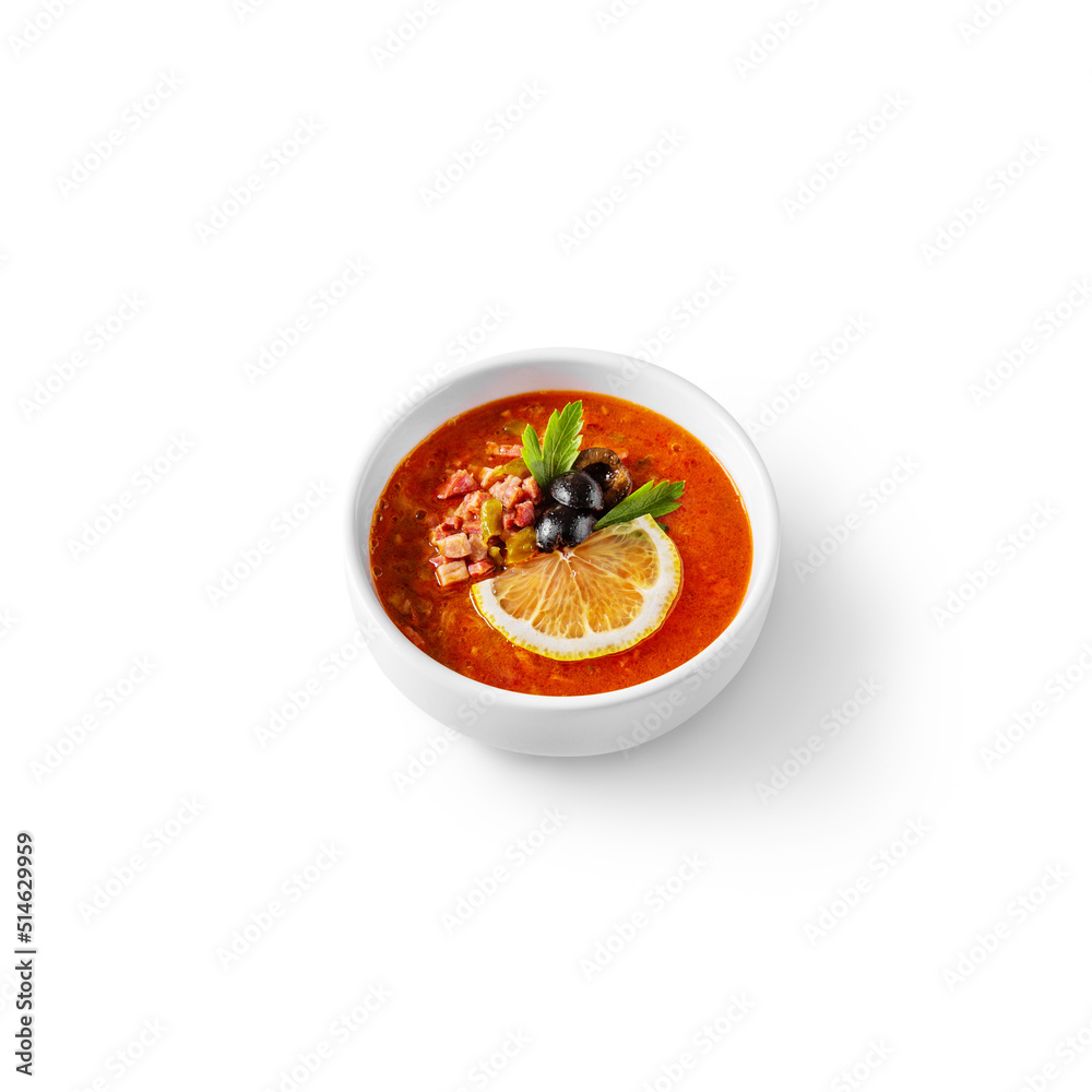 Solyanka with lemon, meat, olives and parsley Solyanka with lemon, meat, olives and parsley