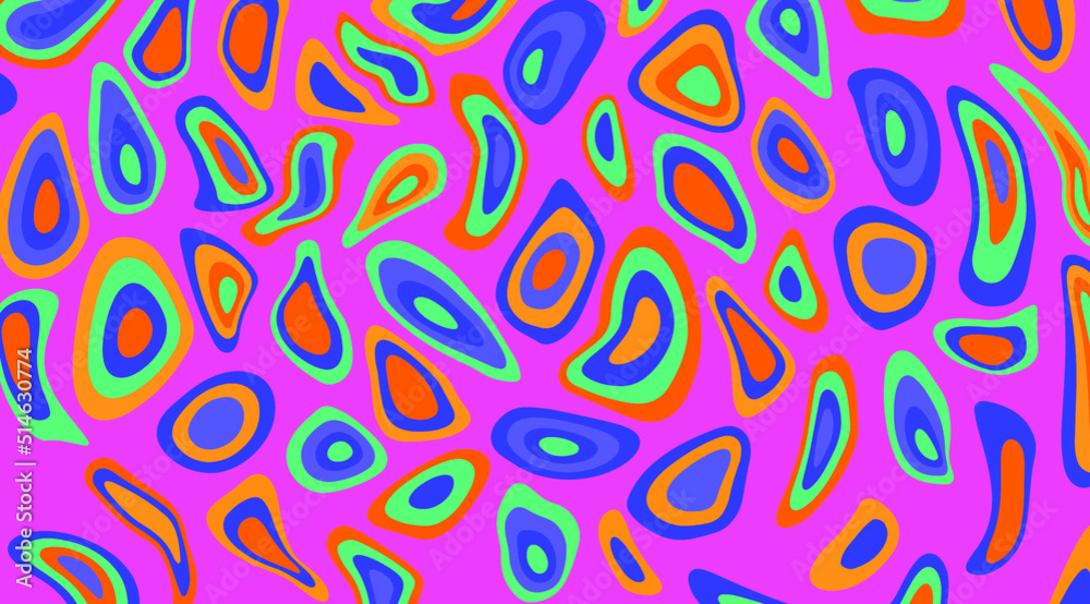 Psychedelic groovy background with colorful melting blobs and circles in retro 60s hippie art style. Psychedelic groovy background with colorful melting blobs and circles in retro 60s hippie art style.