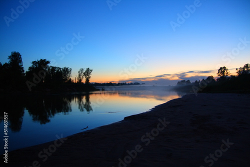 river landscape after sunset