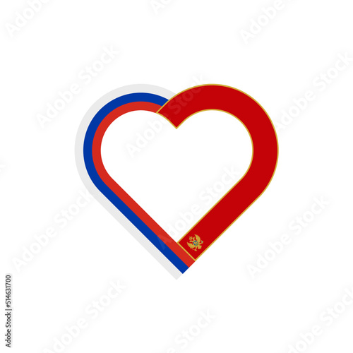 peace concept. heart ribbon icon of russia and montenegro flags. vector illustration isolated on white background