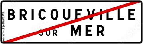 Panneau sortie ville agglomération Bricqueville-sur-Mer / Town exit sign Bricqueville-sur-Mer