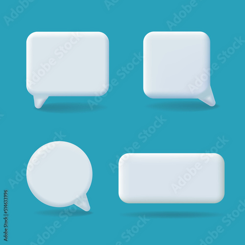 White speech bubbles set, Text bubbles in various shapes. Social media chat message icons. dialogue clowds 3d talking windows for chatting photo