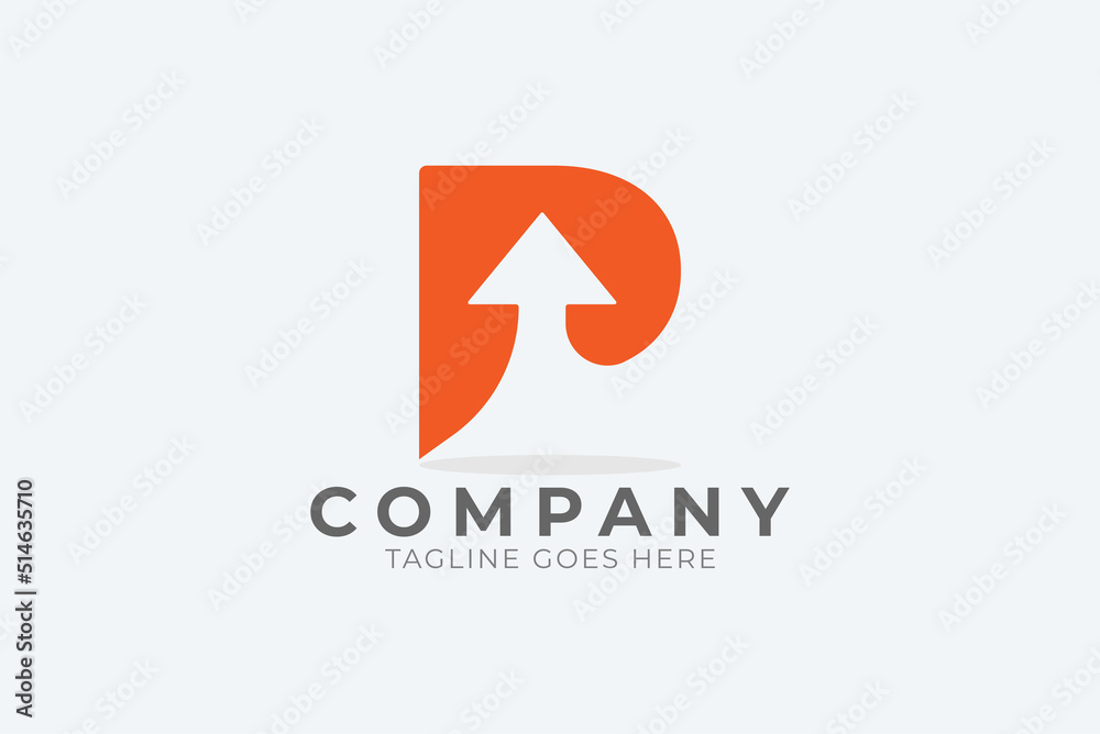 Initial P Logo. letter p with arrow inside, Usable for Business and logistic Logos, Flat Vector Logo Design Template, vector illustration Initial P Logo. letter p with arrow inside, Usable for Business and logistic Logos, Flat Vector Logo Design Template, vector illustration