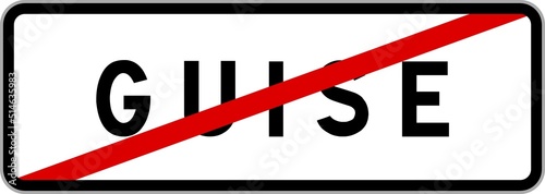 Canvas Print Panneau sortie ville agglomération Guise / Town exit sign Guise