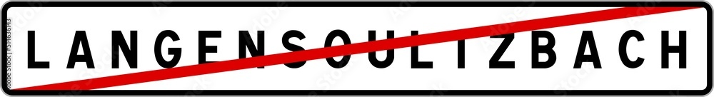 Naklejka premium Panneau sortie ville agglomération Langensoultzbach / Town exit sign Langensoultzbach