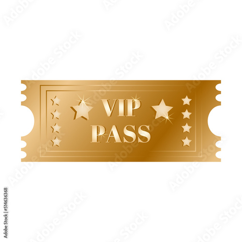 Golden vip pass with golden stars