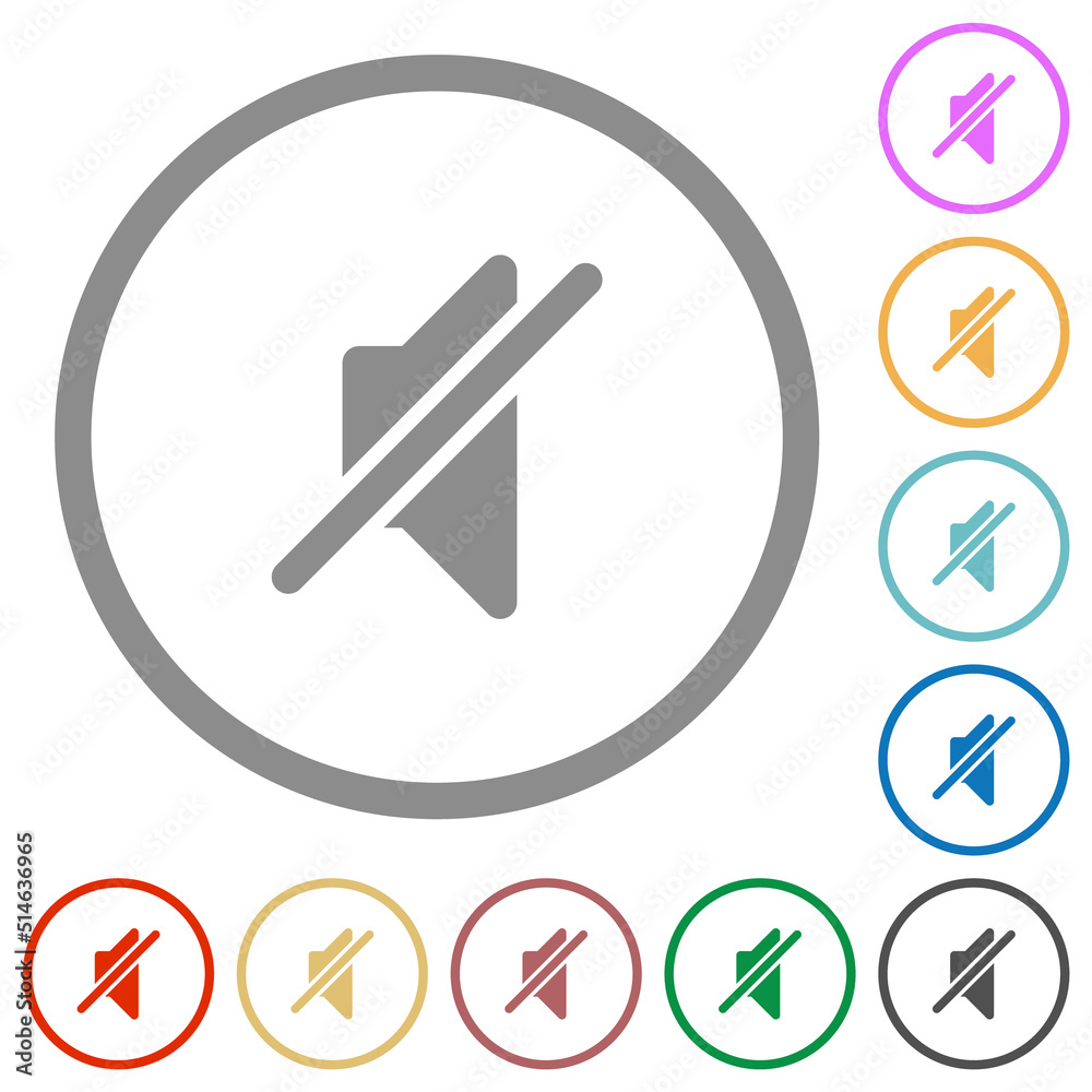 Mute solid flat icons with outlines Mute solid flat icons with outlines