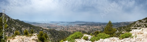 Fototapeta Naklejka Na Ścianę i Meble -  High Resolution Panorama view of the City of Toulon in France. The picture is taken from the 