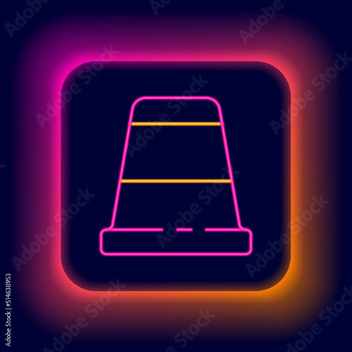 Glowing neon line Thimble for sewing icon isolated on black background. Colorful outline concept. Vector