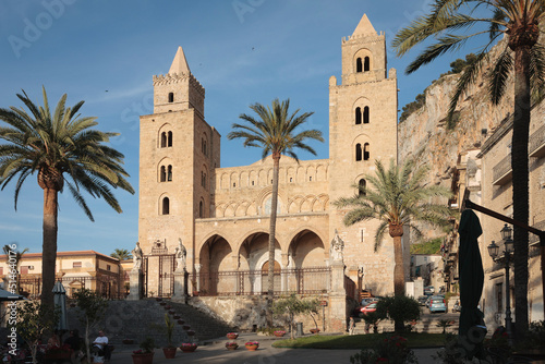 Cefalù, Palermo. Facciata. Duomo, basilica cattedrale della Trasfigurazione, photo