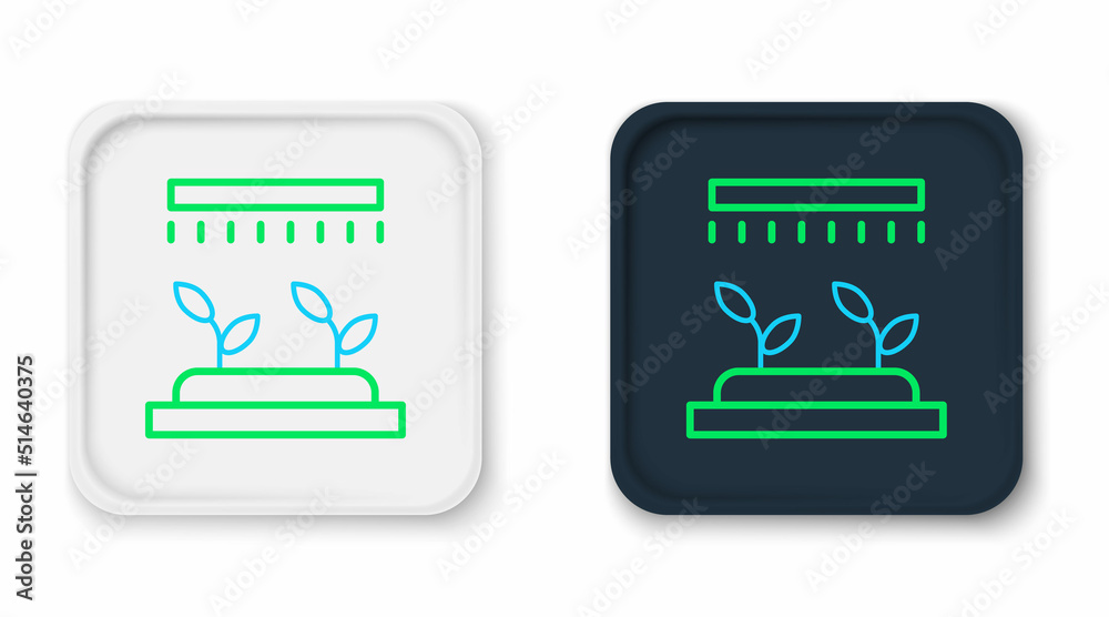 Line Automatic irrigation sprinklers icon isolated on white background. Watering equipment. Garden element. Spray gun icon. Colorful outline concept. Vector Line Automatic irrigation sprinklers icon isolated on white background. Watering equipment. Garden element. Spray gun icon. Colorful outline concept. Vector
