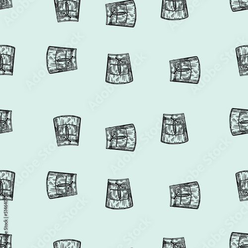 Apron short engraved seamless pattern. Chef pinafore for work to kitchen restaurant or cafe in hand drawn style.