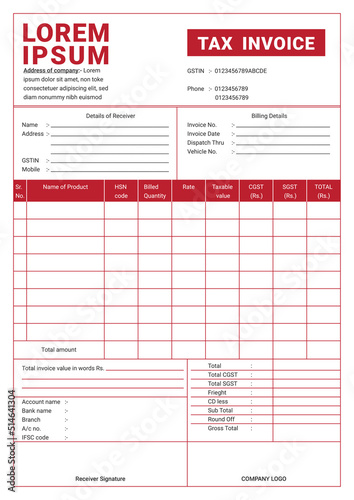 Government tax invoice bill letter (Goods and Service Tax)