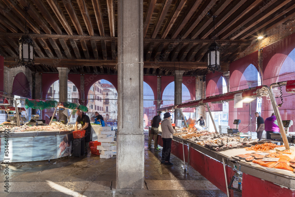 Venezia. Mercato del Pesce a Rialto - obrazy, fototapety, plakaty 