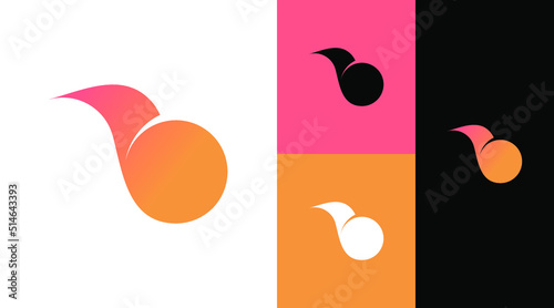 B Monogram Kiwi Bird Logo Design Concept