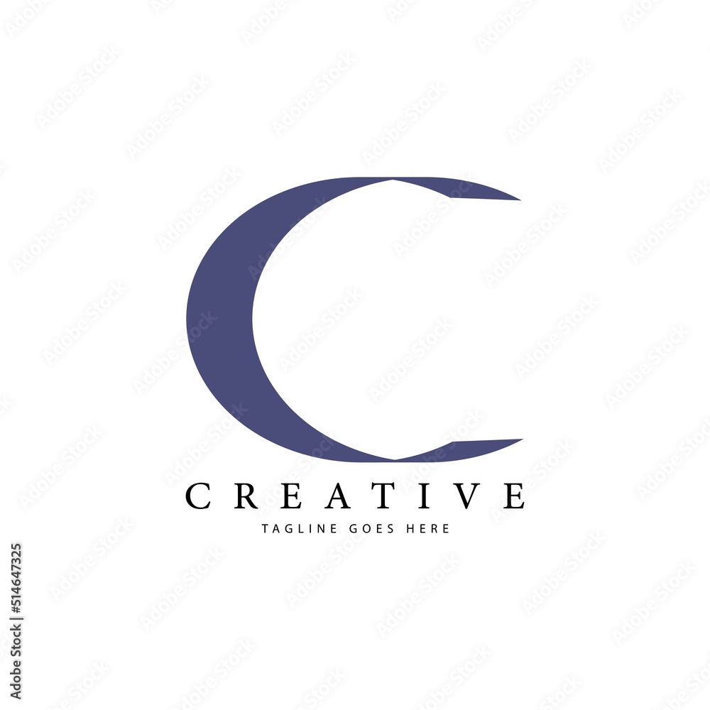 Letter C Negative Space Logo Design Template