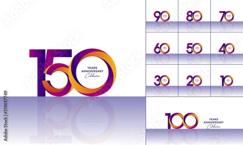 Anniversary Celebration logo set. Anniversary celebration design for booklet, flyer, magazine, brochure poster, web, invitation or greeting card. design template vector