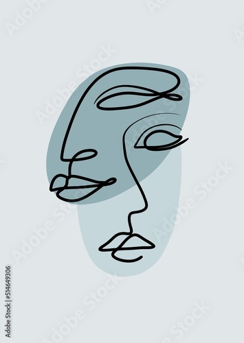 wo female faces.Women in elegant line art style concept Vector
