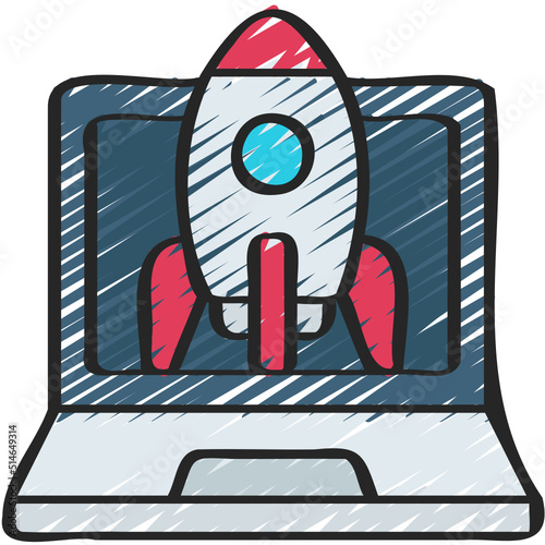 Rocket Launch Laptop Icon