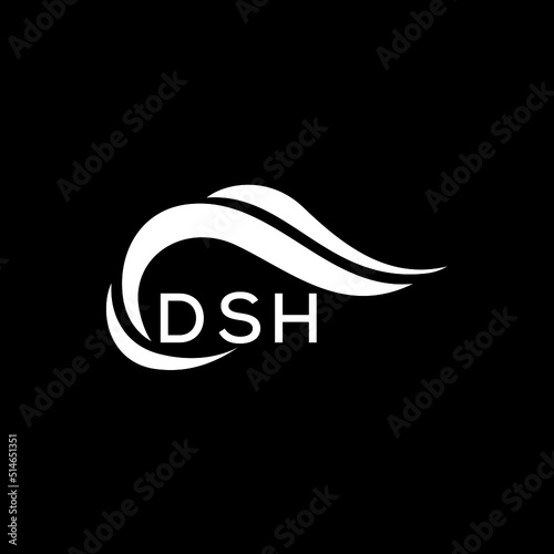 DSH letter logo. DSH best black ground vector image. DSH letter logo design for entrepreneur and business.
 photo