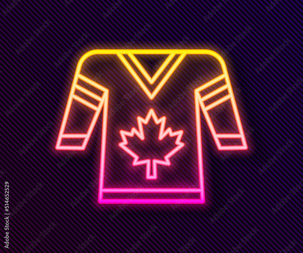 Glowing neon line Hockey jersey icon isolated on black background. Vector Glowing neon line Hockey jersey icon isolated on black background. Vector