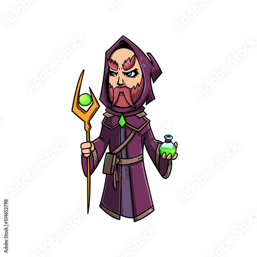 cartoon wizard holding a magic wand