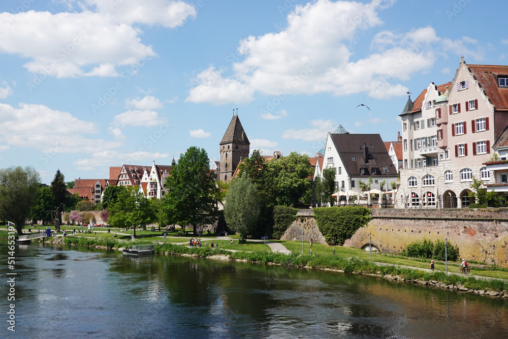 The riverside of the Danube river in Ulm, Germany