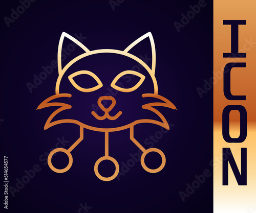 Gold line NFT Digital crypto art icon isolated on black background. Non fungible token. Vector