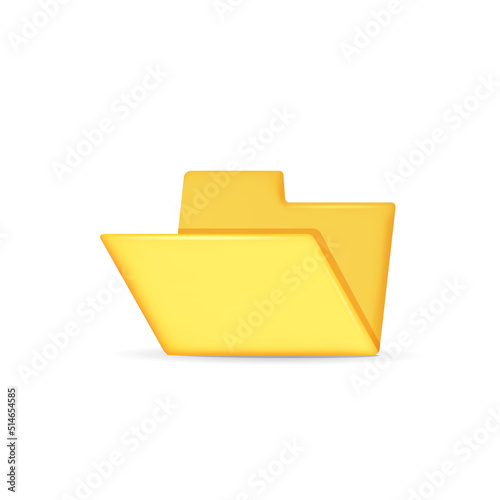 3d vector empty file folder computer symbol. Digital file computer organization and store idea.
