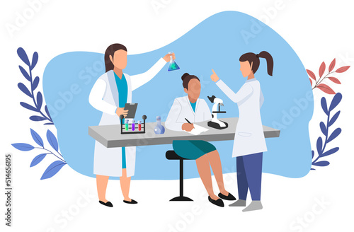 Science concept scientist in laboratory experiment research biology chemistry physics knowledge
