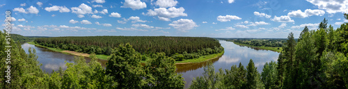 Panoramic view of Nemunas Loops Regional Park from the Balbieriskis Nemunas Observation Deck, Lithuania. © smiltena