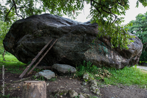 One of the gigantic rocks dragged by the avalanche, caused by the Nevado del Ruiz, that destroyed the city of Armero in 1985 photo