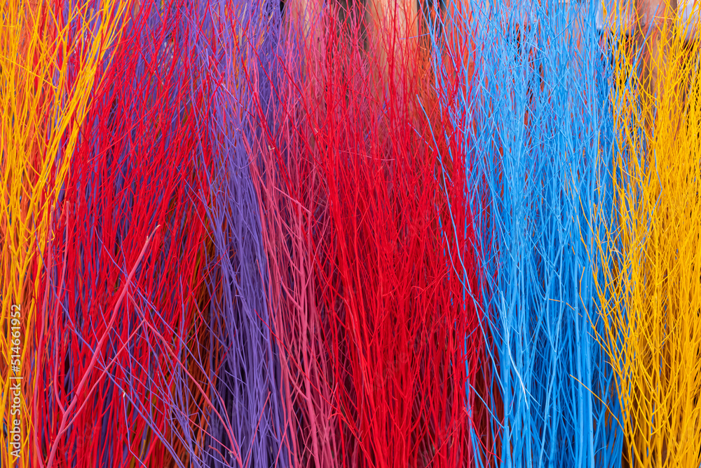 Abstract background and texture of colorful dry twigs for interior and exterior decoration Abstract background and texture of colorful dry twigs for interior and exterior decoration
