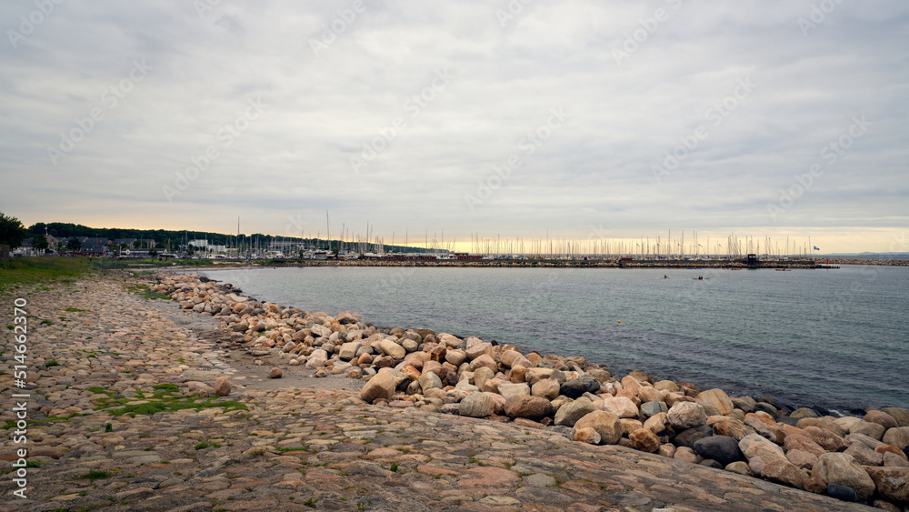 View over harbour in Helsingor, Denmark (Helsingør Nordhavn).