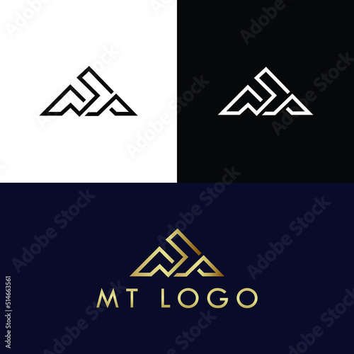 MT mountain logo or TM modern logo,  icon, letter, initials, and monogram logo design. free vector file