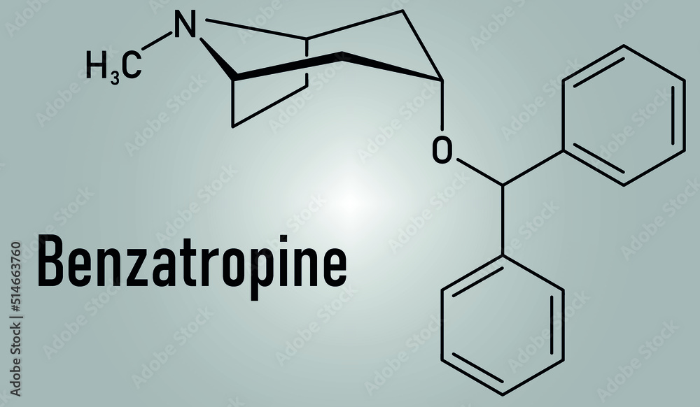 Skeletal formula of Benzatropine or benztropine anticholinergic drug Skeletal formula of Benzatropine or benztropine anticholinergic drug