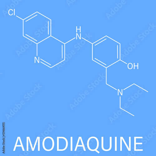 Skeletal formula of Amodiaquine anti-malarial drug molecule