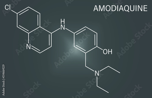 Skeletal formula of Amodiaquine anti-malarial drug molecule