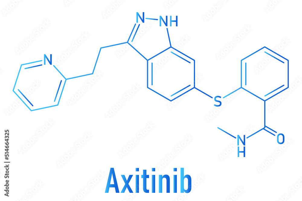 Skeletal formula of Axitinib cancer drug molecule. Skeletal formula of Axitinib cancer drug molecule.