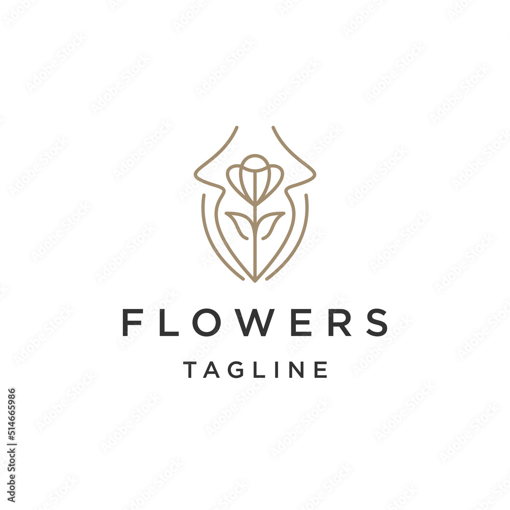 Lotus flower line logo design template flat vector Lotus flower line logo design template flat vector